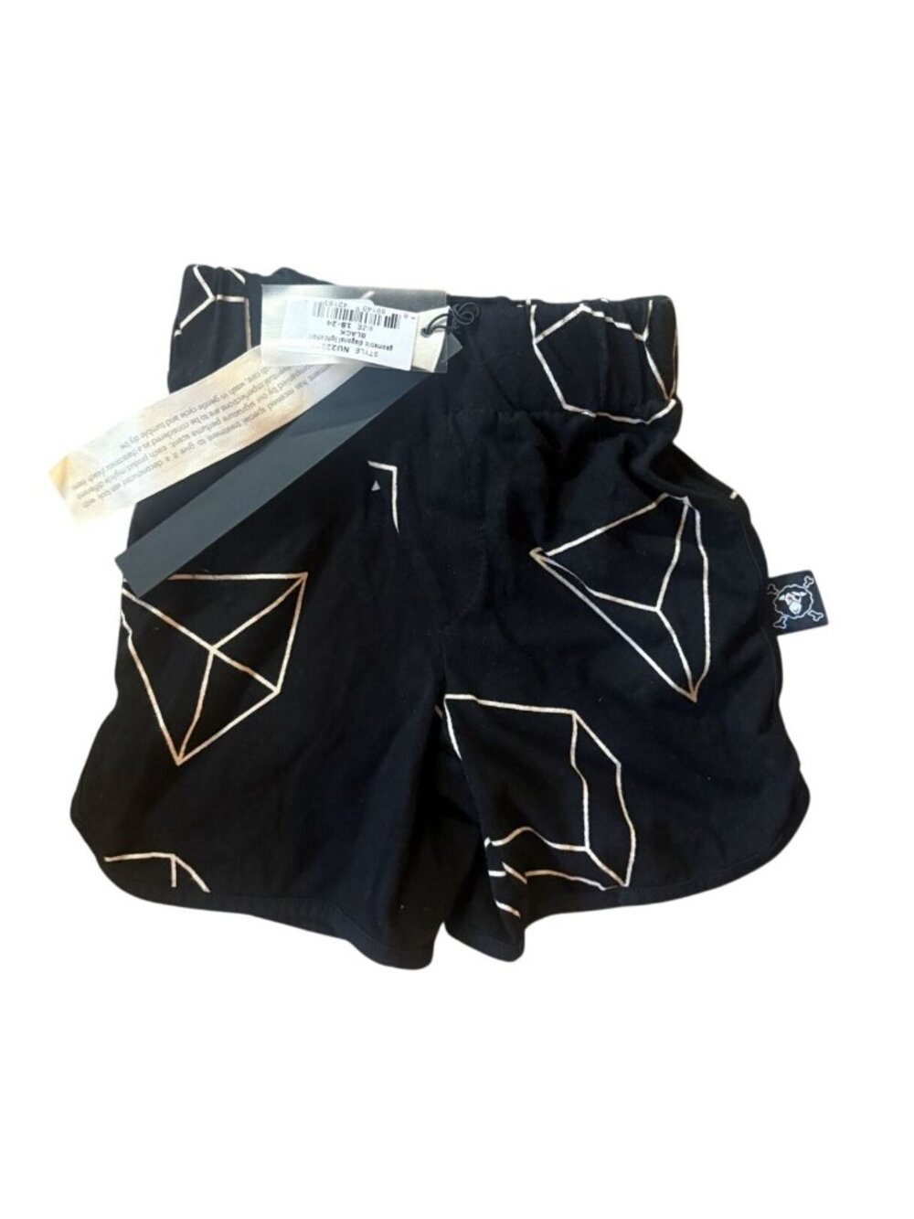 nununu Geometric Diagonal Light Shorts in Black